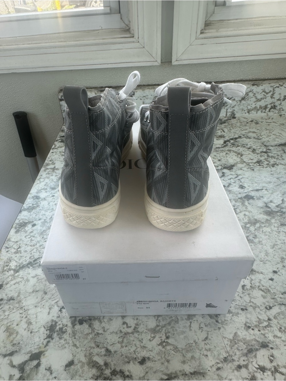 Dior Gray High-Top Sneakers with White Laces - Picture 10 of 14